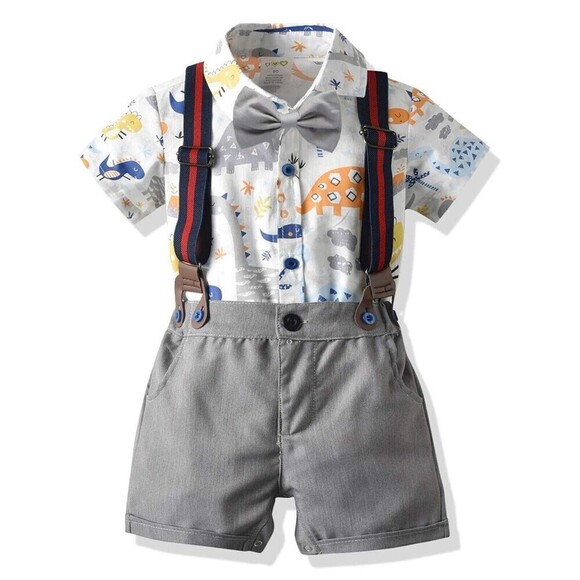 Baby Boy Formal Outfit 100% cotton Gentleman Toddler 4pc set BABY GIFT 9-12M - Picture 1 of 10